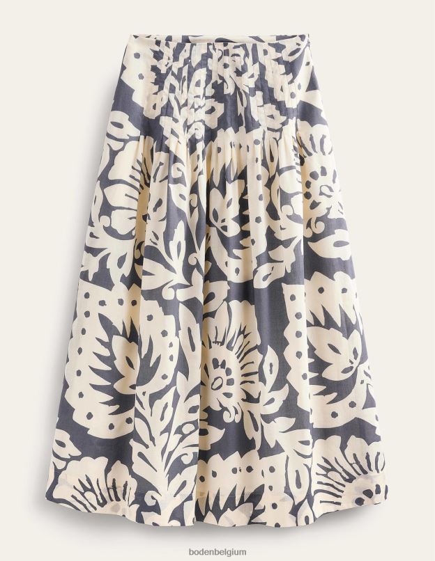 femmes Boden terrasse saphir & chêne jupe midi plissée en coton vêtements Z42D01223