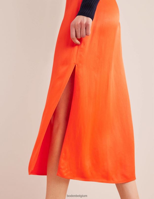 femmes Boden tomate cerise jupe colonne en satin vêtements Z42D01452