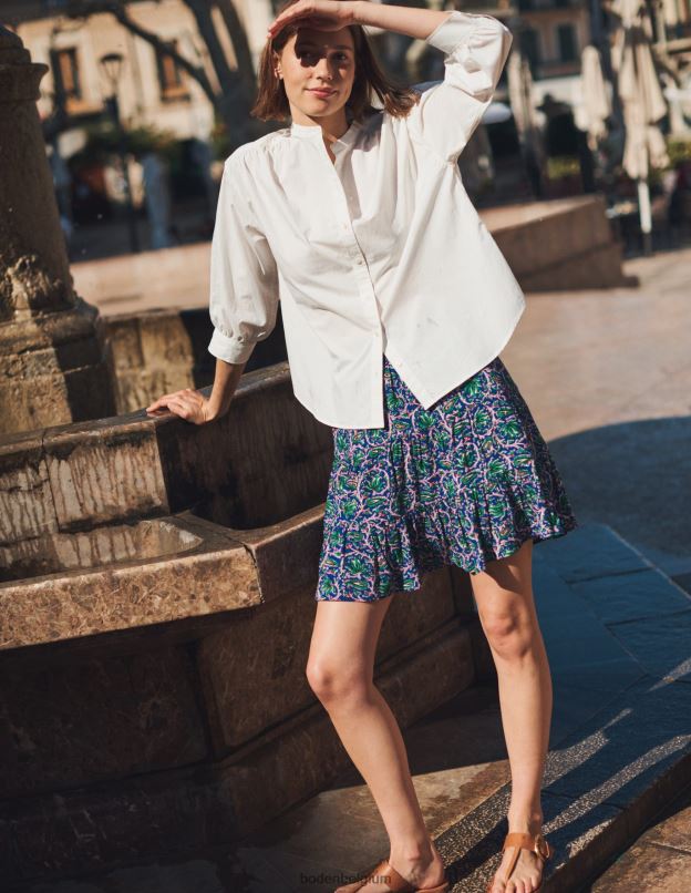 femmes Boden vague bleue et vigne botanique minijupe froissée vêtements Z42D01251