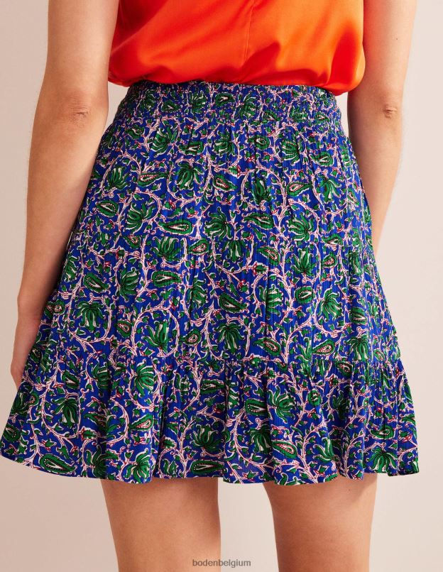 femmes Boden vague bleue et vigne botanique minijupe froissée vêtements Z42D01251