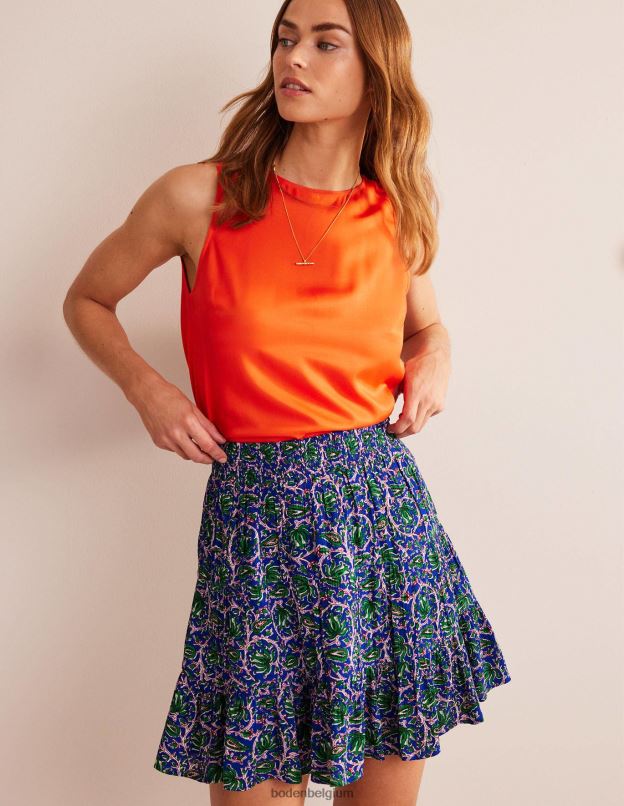 femmes Boden vague bleue et vigne botanique minijupe froissée vêtements Z42D01251