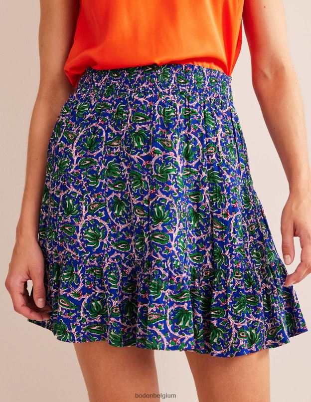 femmes Boden vague bleue et vigne botanique minijupe froissée vêtements Z42D01251