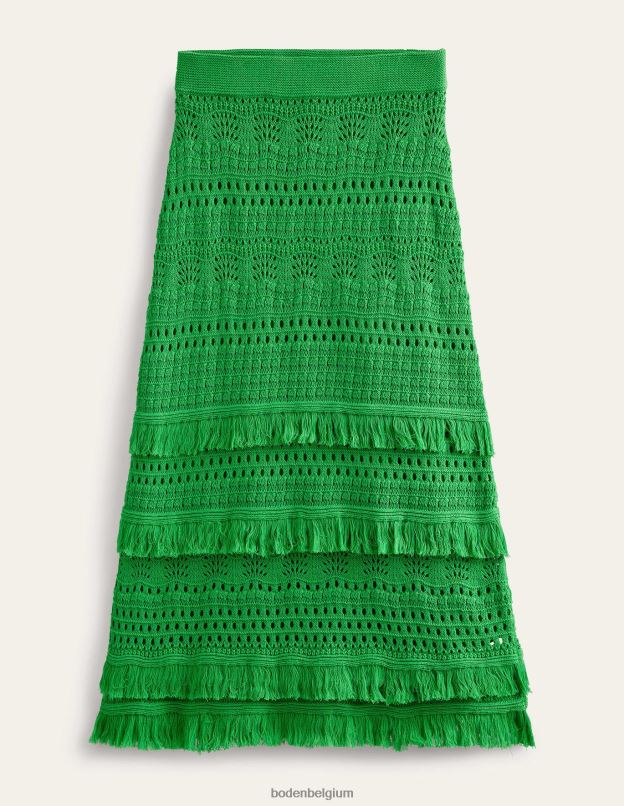 femmes Boden vert clair jupe tricotée au crochet à franges vêtements Z42D02152
