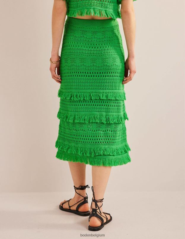 femmes Boden vert clair jupe tricotée au crochet à franges vêtements Z42D02152
