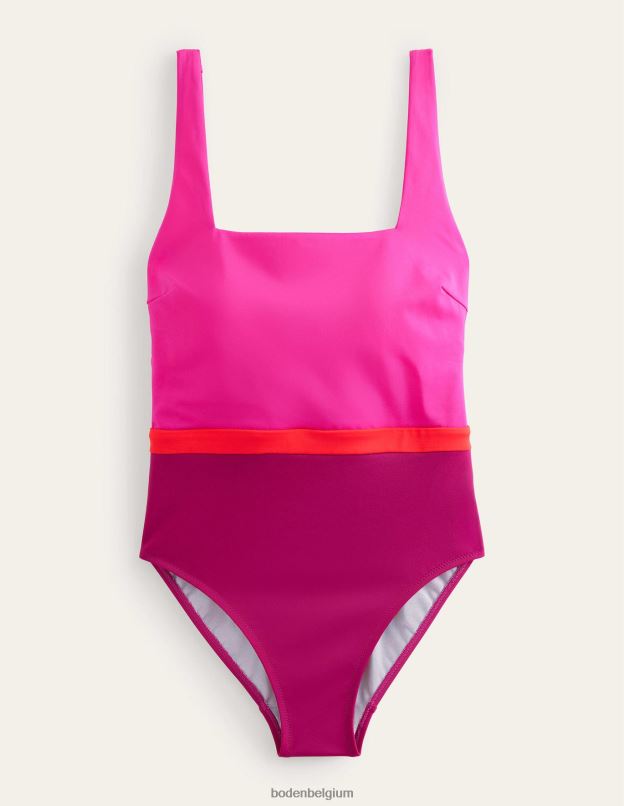 femmes Boden bijou color block rose maillot de bain à encolure carrée vêtements Z42D01500