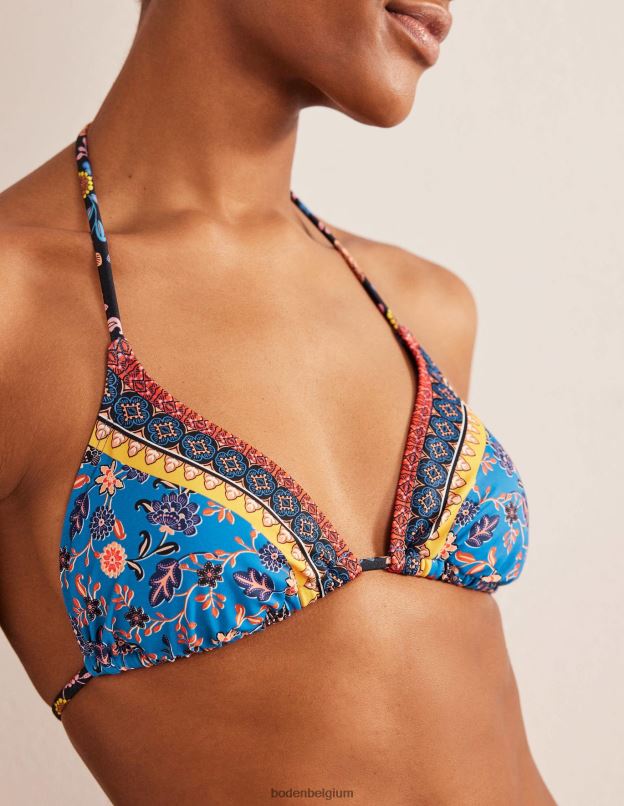 femmes Boden bleu baleine & pétale de lotus haut de bikini à ficelle vêtements Z42D02229