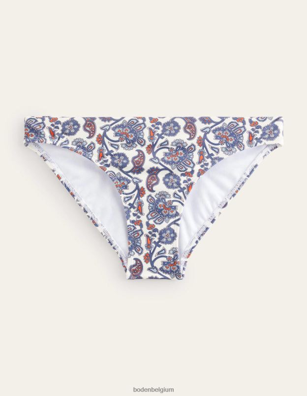 femmes Boden cachemire ivoire et bleu bas de bikini classique vêtements Z42D01856