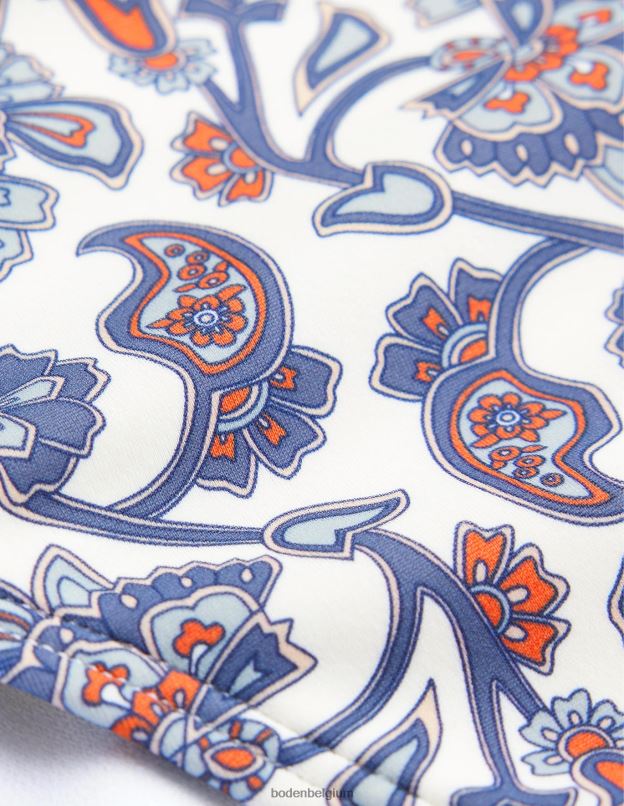 femmes Boden cachemire ivoire et bleu bas de bikini classique vêtements Z42D01856