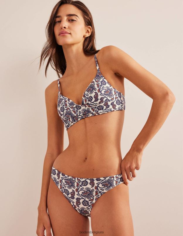 femmes Boden cachemire ivoire et bleu bas de bikini classique vêtements Z42D01856