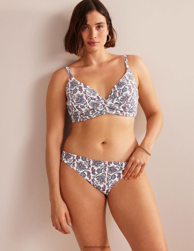 femmes Boden cachemire ivoire et bleu bas de bikini classique vêtements Z42D01856