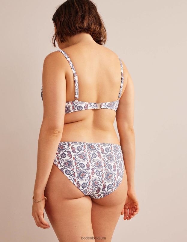 femmes Boden cachemire ivoire et bleu bas de bikini classique vêtements Z42D01856
