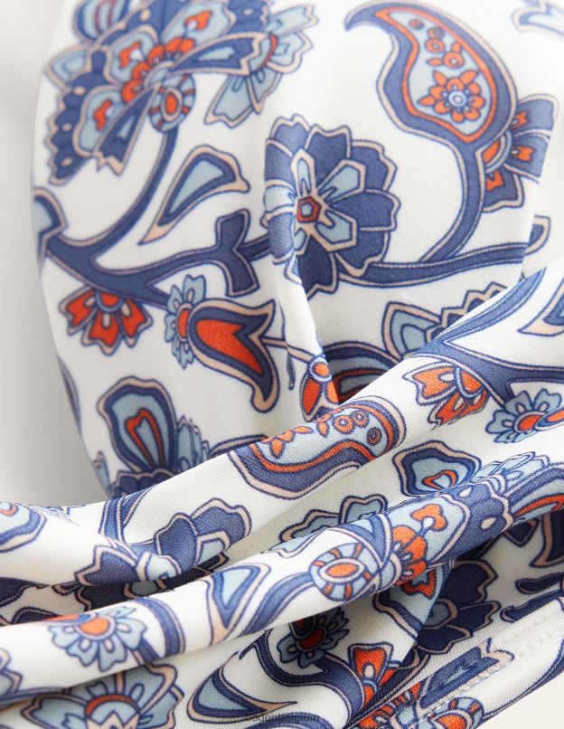 femmes Boden cachemire ivoire et bleu haut de bikini à bonnets capri vêtements Z42D01591