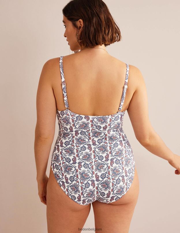 femmes Boden cachemire ivoire et bleu maillot de bain capri taille bonnet vêtements Z42D01323