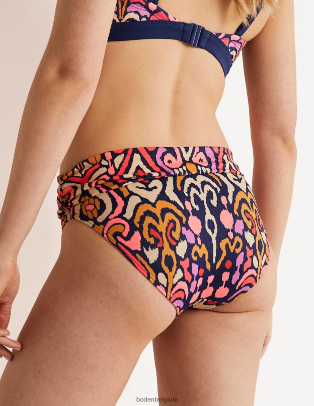 femmes Boden charme marine française et ikat bas de bikini classique à plis vêtements Z42D02542