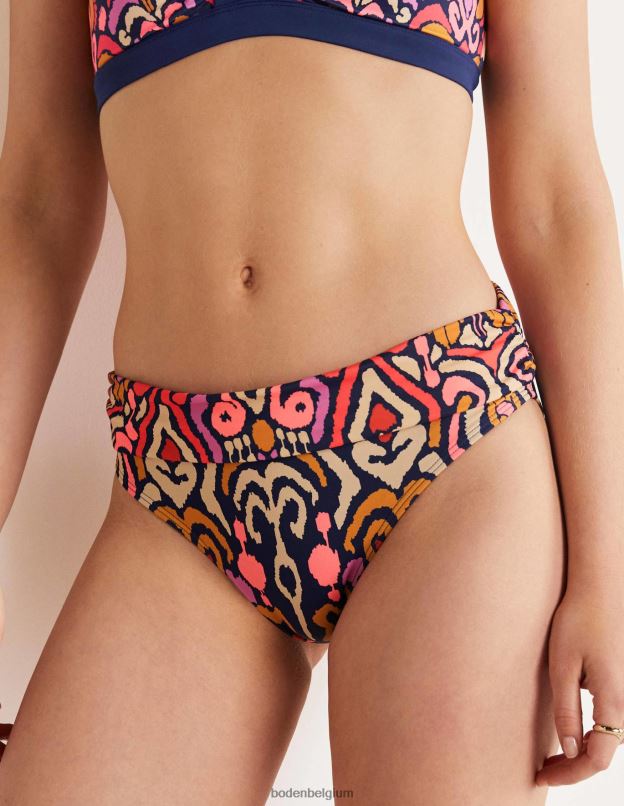 femmes Boden charme marine française et ikat bas de bikini classique à plis vêtements Z42D02542