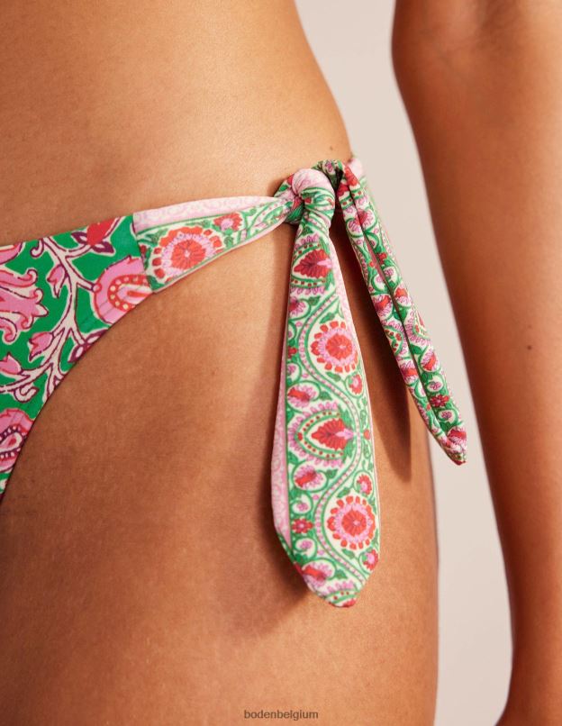 femmes Boden citron vert et vigne botanique bas de bikini noué sur les côtés vêtements Z42D01999