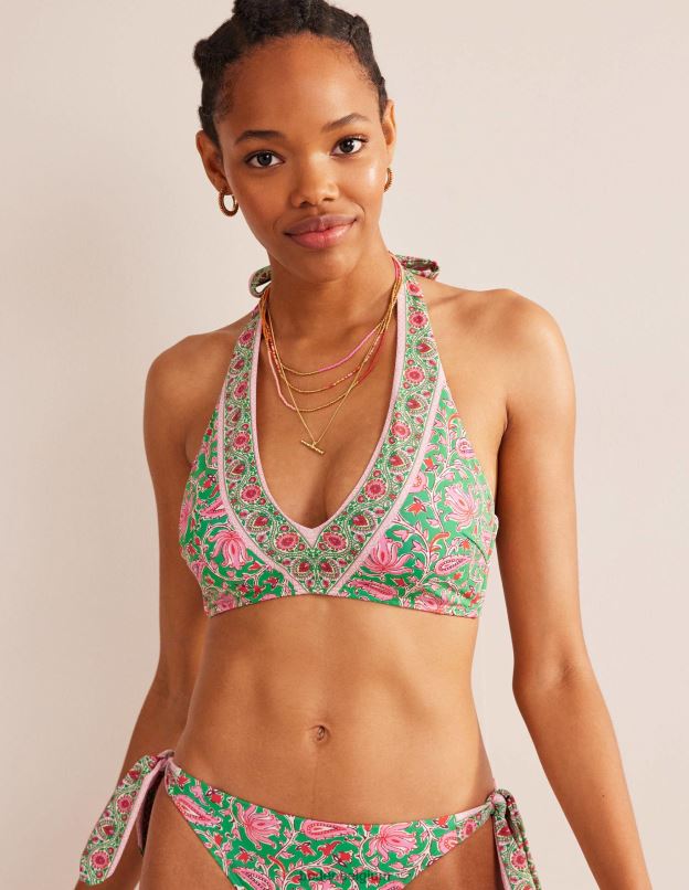 femmes Boden citron vert et vigne botanique haut de bikini à épaules dénudées vêtements Z42D01963