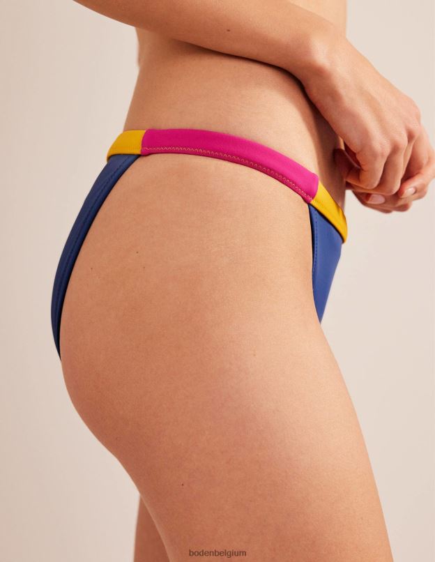 femmes Boden color block bleu et jaune bas de bikini tanga vêtements Z42D01840