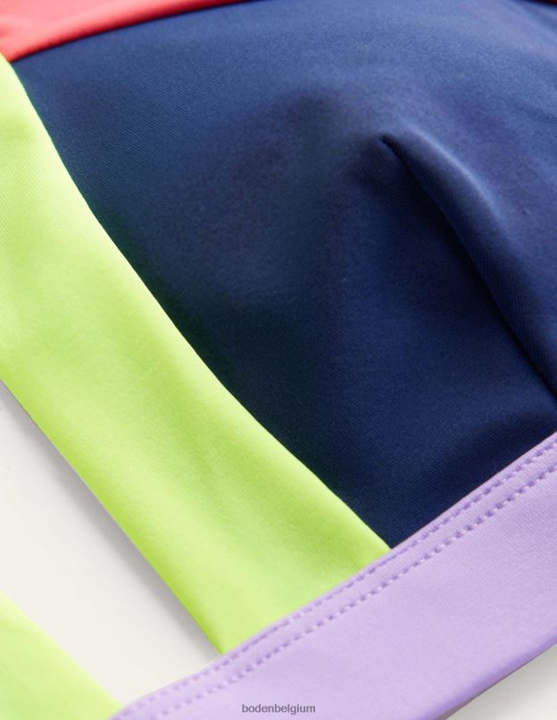femmes Boden color block bleu marine et jaune acide haut de bikini dos nu Ithaque vêtements Z42D02091