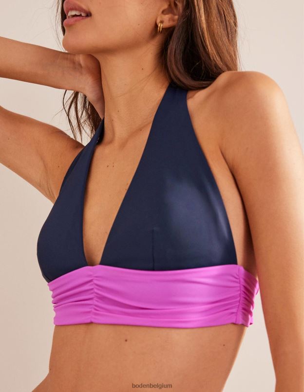 femmes Boden color block minuit et rose haut de bikini dos nu à détail de nœud vêtements Z42D02580