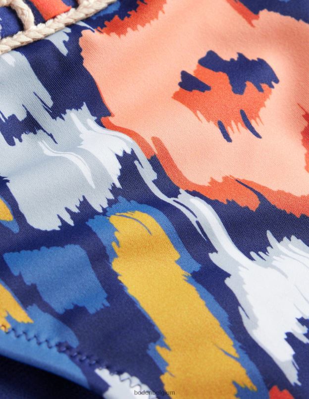 femmes Boden coquelicot bleu marine et abstrait bas de bikini à bordure en crochet vêtements Z42D01031