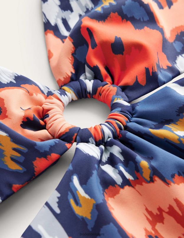 femmes Boden coquelicot bleu marine et abstrait maillot de bain avec anneau en résine vêtements Z42D01368