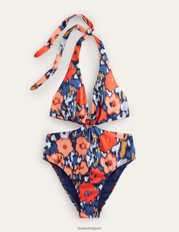 femmes Boden coquelicot bleu marine et abstrait maillot de bain avec anneau en résine vêtements Z42D01368