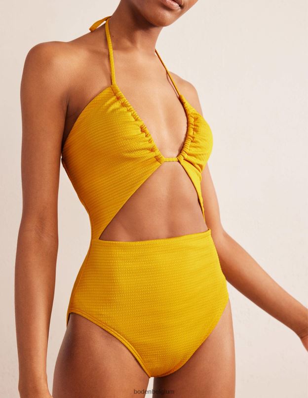 femmes Boden crépon jaune safran maillot de bain à string et découpes vêtements Z42D02112