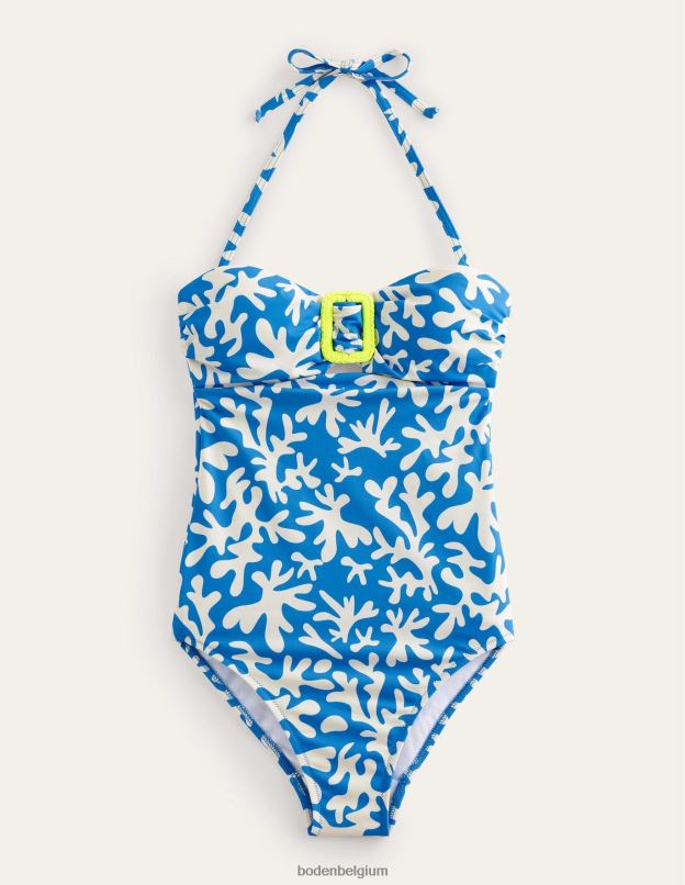 femmes Boden feuillage bleu et abstrait maillot de bain bandeau à boucle portefeuille vêtements Z42D01794