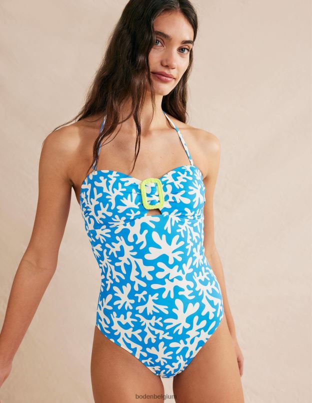 femmes Boden feuillage bleu et abstrait maillot de bain bandeau à boucle portefeuille vêtements Z42D01794
