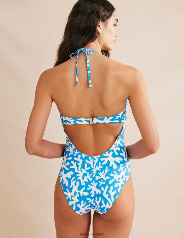 femmes Boden feuillage bleu et abstrait maillot de bain bandeau à boucle portefeuille vêtements Z42D01794