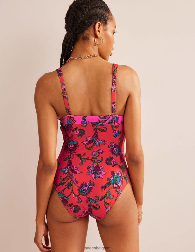 femmes Boden floral rose épicé maillot de bain à empiècements et encolure en V vêtements Z42D01425