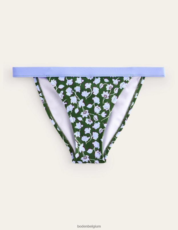 femmes Boden floral vert et bleu d'hiver bas de bikini tanga vêtements Z42D0266