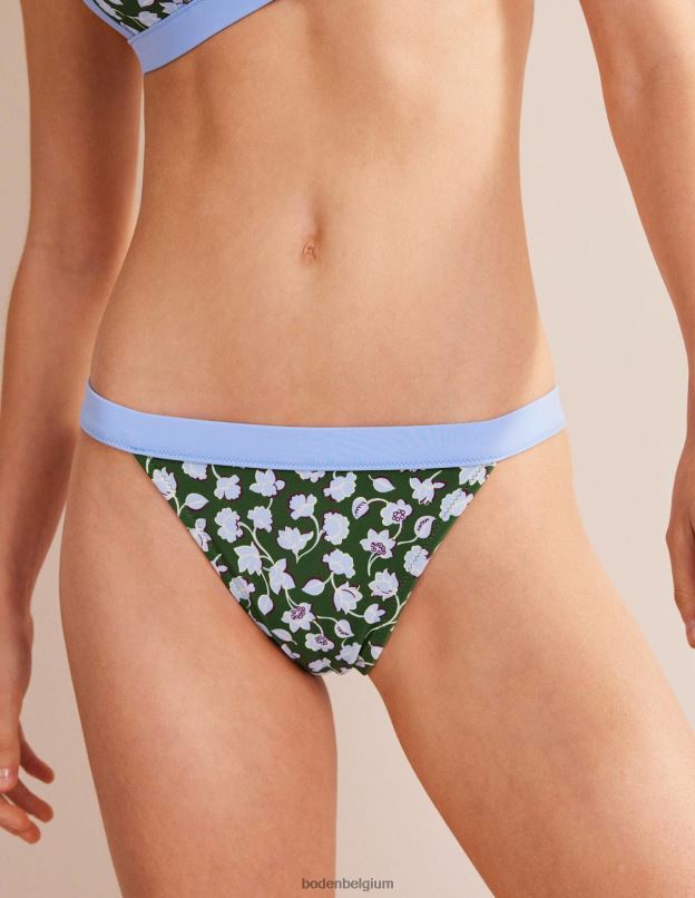 femmes Boden floral vert et bleu d'hiver bas de bikini tanga vêtements Z42D0266