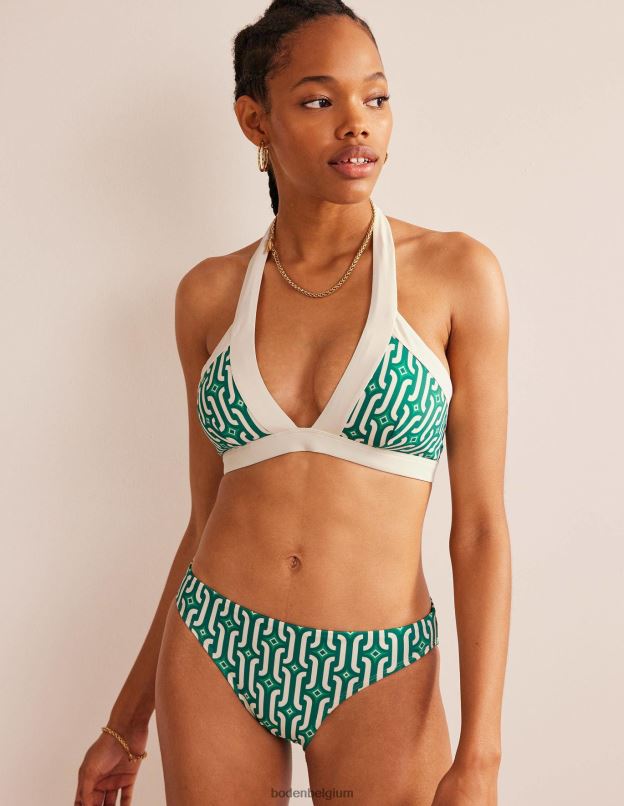 femmes Boden géo émeraude et azur brillant haut de bikini dos nu Ithaque vêtements Z42D0297