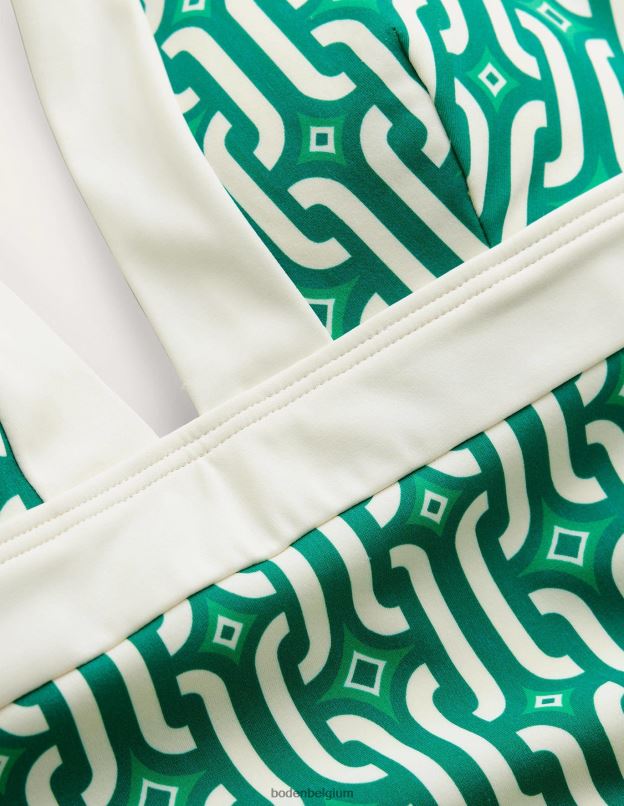 femmes Boden géo émeraude et azur brillant maillot de bain dos nu Ithaca vêtements Z42D0308