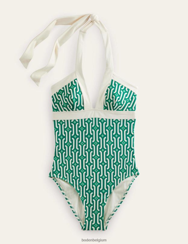 femmes Boden géo émeraude et azur brillant maillot de bain dos nu Ithaca vêtements Z42D0308