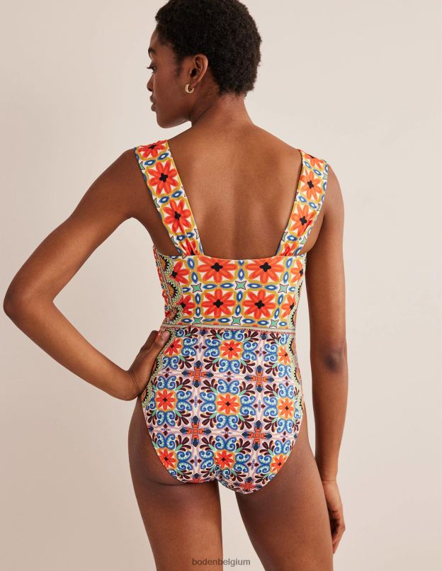 femmes Boden lys tigré et géo tapisserie maillot de bain plissé en forme de cœur vêtements Z42D02472