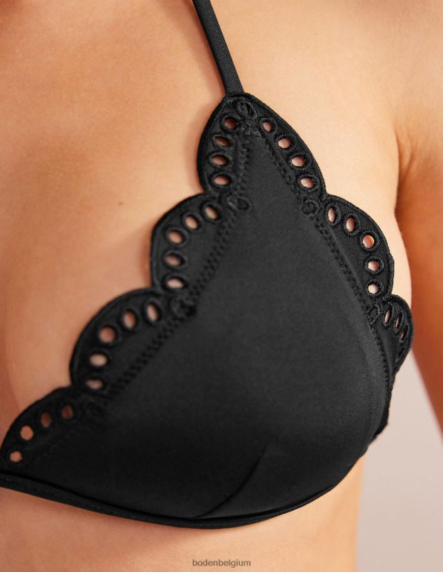 femmes Boden noir haut de bikini triangle à broderies vêtements Z42D0261