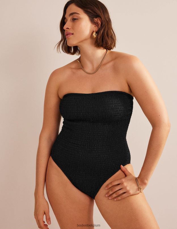 femmes Boden noir maillot de bain bandeau à smocks vêtements Z42D02476