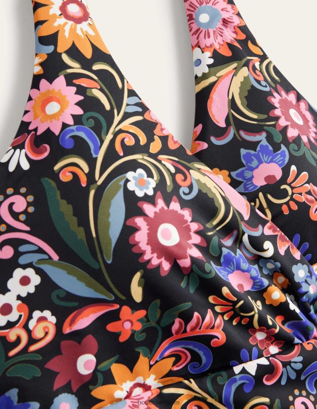 femmes Boden pop noir et gardénia levanzo - maillot de bain dos nu froncé vêtements Z42D01114