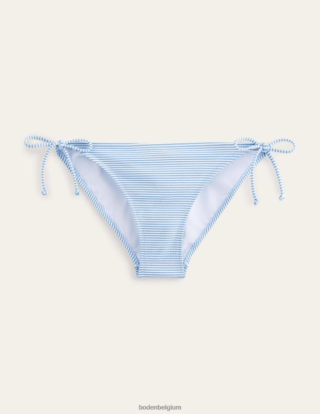 femmes Boden rayure seersucker bleue et ivoire bas de bikini à ficelle texturée vêtements Z42D01954