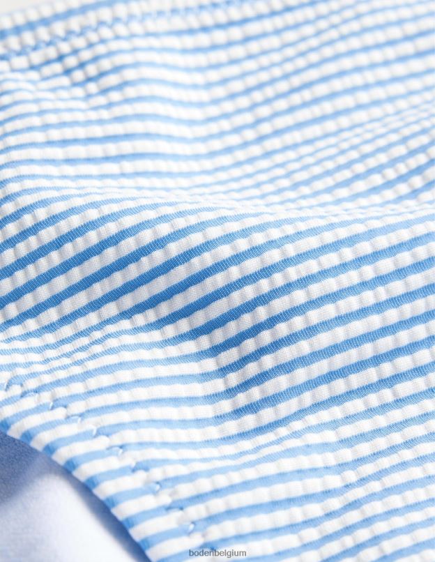 femmes Boden rayure seersucker bleue et ivoire bas de bikini à ficelle texturée vêtements Z42D01954