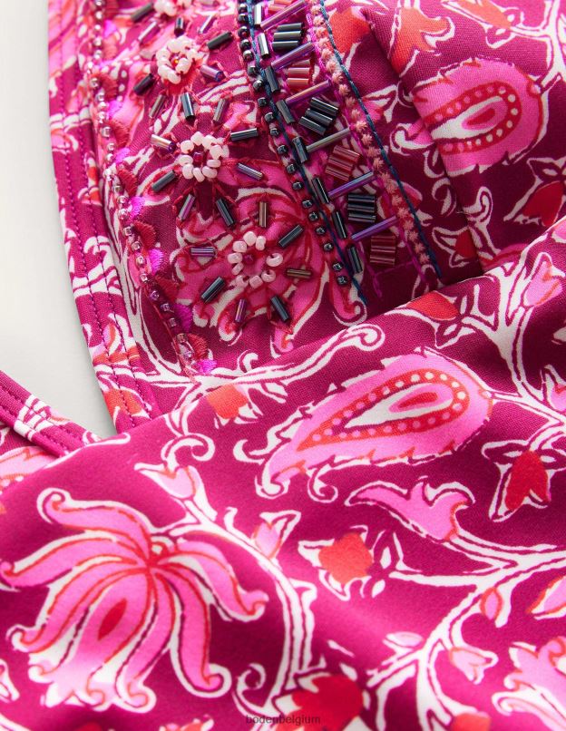 femmes Boden rose framboise & vigne botanique maillot de bain plongeant à ficelle vêtements Z42D0240
