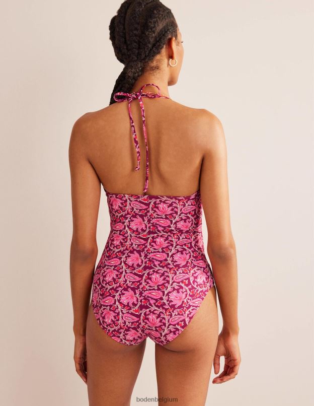 femmes Boden rose framboise & vigne botanique maillot de bain plongeant à ficelle vêtements Z42D0240