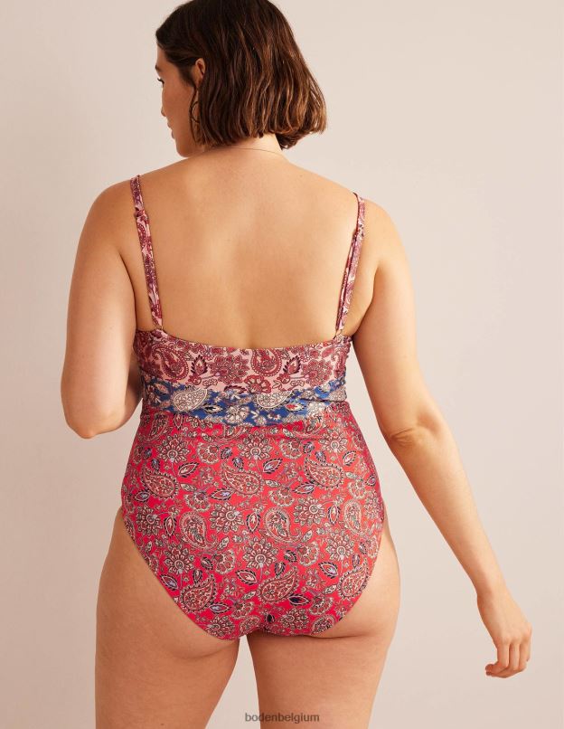 femmes Boden terrasse rouge et cachemire à haut risque arezzo - maillot de bain à empiècement et encolure en V vêtements Z42D01036