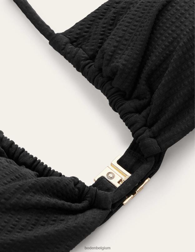 femmes Boden texture crépon noir bikini à fronces et string découpé vêtements Z42D01683