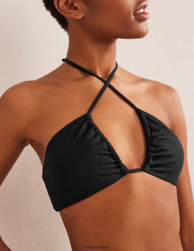 femmes Boden texture crépon noir bikini à fronces et string découpé vêtements Z42D01683