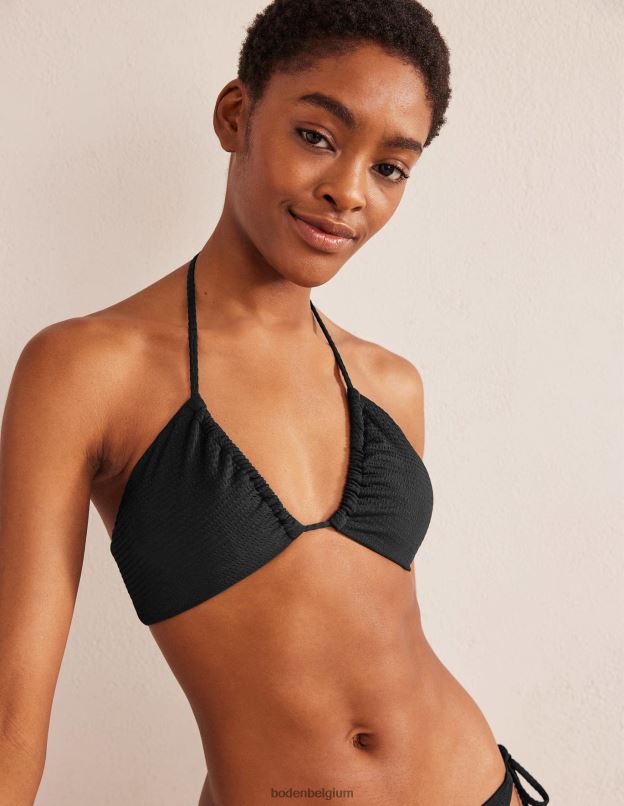 femmes Boden texture crépon noir bikini à fronces et string découpé vêtements Z42D01683