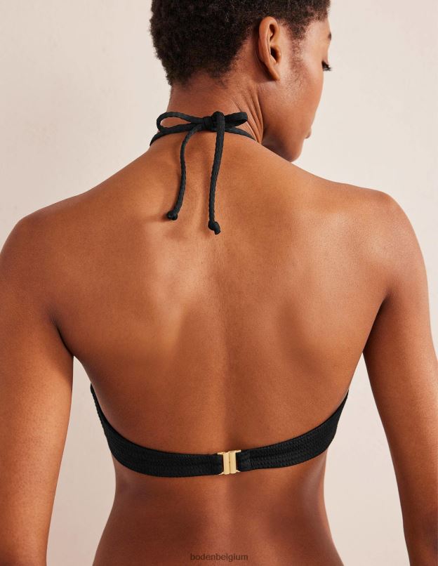 femmes Boden texture crépon noir bikini à fronces et string découpé vêtements Z42D01683